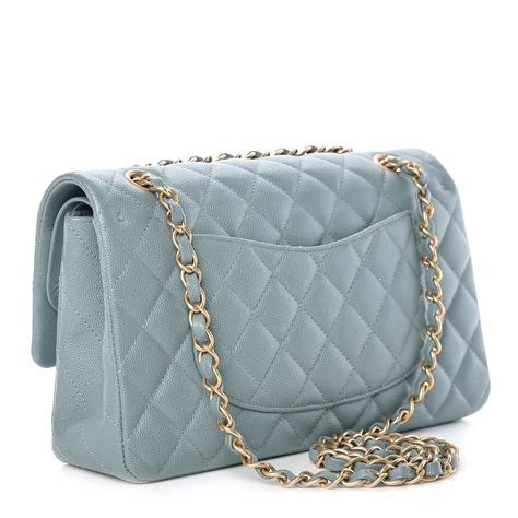 CHANEL Caviar Quilted Medium Double Flap Blue